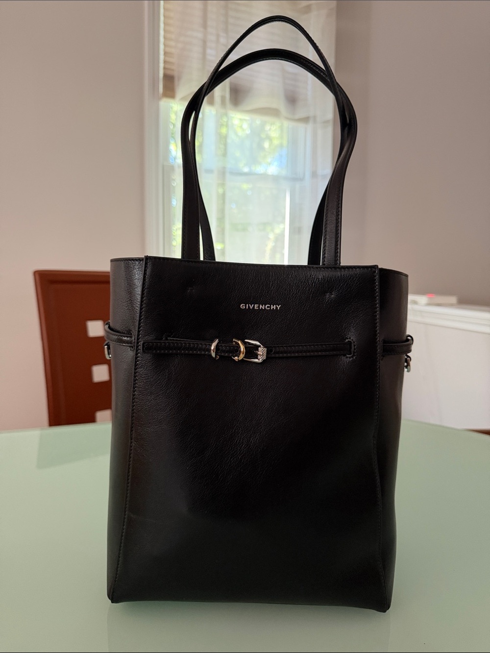 Givenchy Black Leather Tote with Buckle Detail